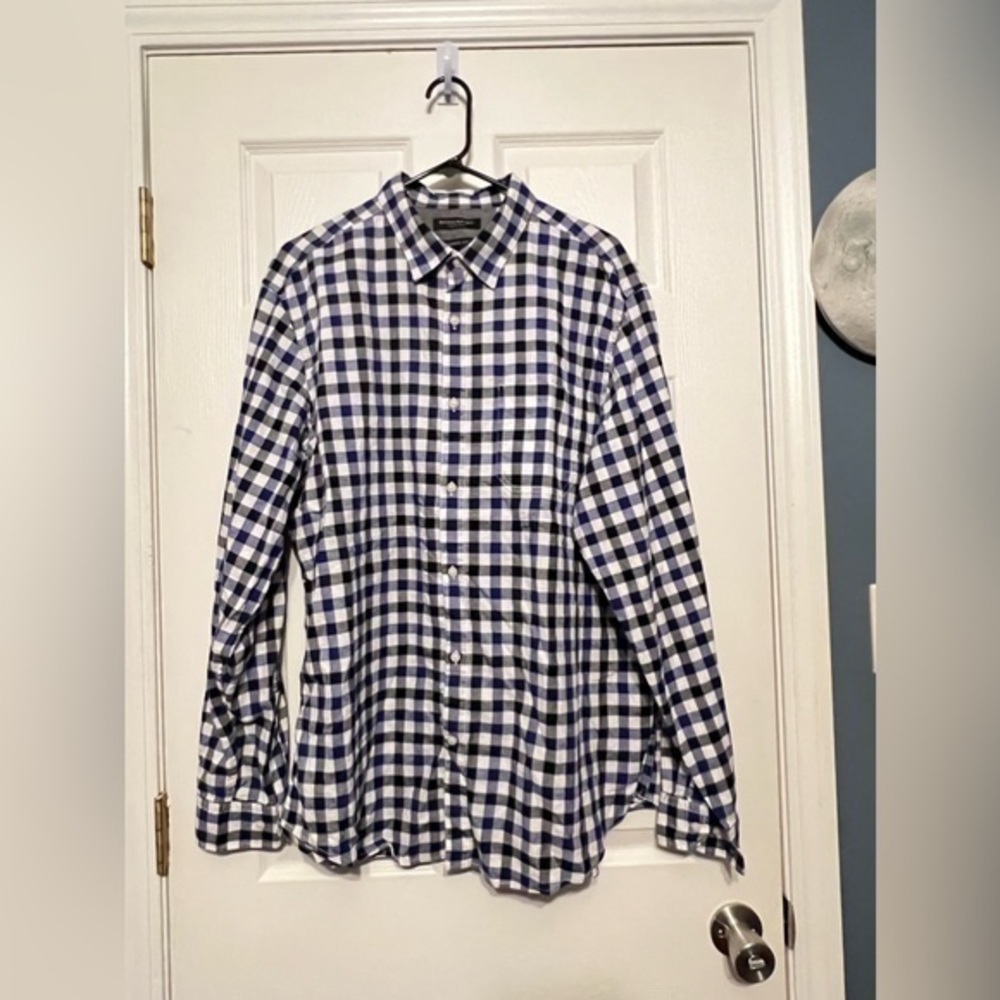 Banana Republic Men’s XL Flannel Camden Fit Button Up Shirt Plaid Blue X Large